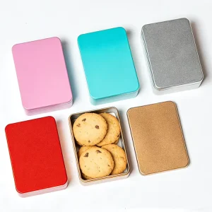 Food Grade Tinplate Metal Tea Packaging Box 140mm Rectangular Storage Tin with Logo Customization