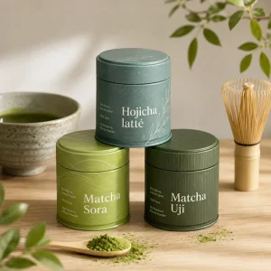Food Grade Tinplate Moisture Proof Round Matcha Powder Tin Metal Canister for Premium Tea Packaging OEM ODM