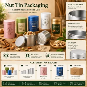 Food-Grade Tinplate Nut Can, Custom Metal Storage Container with Logo Printing