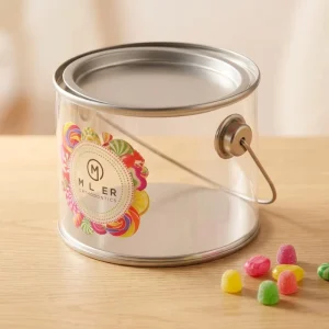 Food-Grade Tinplate Paint Can with Clear Plastic Body and Metal Handle