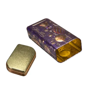 Food Grade Tinplate Rectangular Christmas Tea Tin Box with Recyclable Glossy Finish
