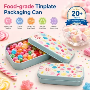 Food Grade Tinplate Small Rectangular Metal Tin Box Mini Storage Tin Case for Candy Jewelry Cosmetic Gift Packaging OEM ODM