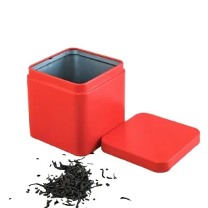 Food Grade Tinplate Tea Container, Airtight Bakery Tin, Recyclable Black Metal Storage Box with Lid