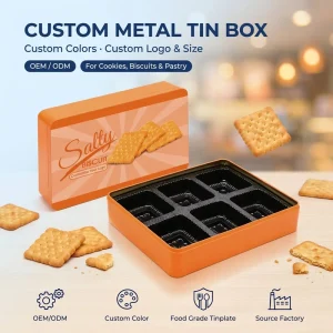 Food Grade Tinplate Tin Box in Various Sizes for Biscuits, Cookies, Chocolate, and Sugar