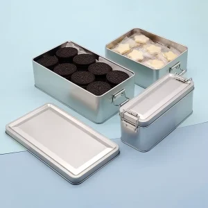 Food-Grade Tiramisu Metal Tin Box with Lock for Cakes, Candy, Desserts and Fruit