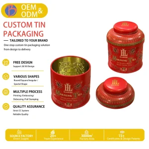 Food grade Moisture proof Tin Plate Cylinder Metal Tea Tins Custom Printed CMYK OEM Metal Cans