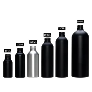 Free Sample 50ml 100ml 120ml Metal Bottle Matte Black Aluminum Cosmetic Packaging Bottle Custom Shampoo Empty Bottle