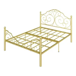 Free Sample Luxury Iron Bed Frame Metal Bed Frame With Footboard Use to Kids or Double Adults Home or Rented Rooms