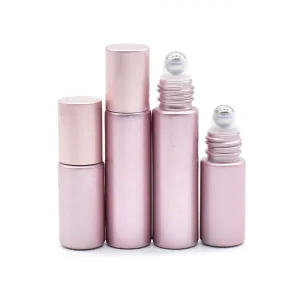 Free Sample Rose Gold Glass Essential Oil Bottles 5ml 10ml Perfume Roller Bottle With Metallic Screw Cap