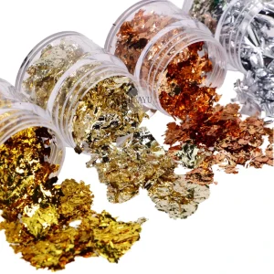 French Rose Gold Silver Irregular Aluminum Foil Paper Metal 3D Glitter DIY Manicure UV Gel Polish Nail Art Stickers