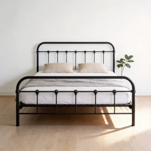 French Style Iron Bed Extra Large Custom Metal Bed Frame Single and Double Size for Hotel Bedroom and Dorm