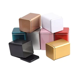 Frosted Tinplate Food-Grade Storage Jar with Sealing Lid for Tea and Coffee Beans, Square 93*93*130mm