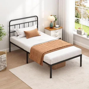 Full Metal Bunk Bed Frame Safety Guardrail Iron Bed For Kids Room