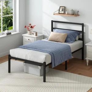 Full Metal Bunk Bed Frame Safety Guardrail Iron Bed for Kids Room