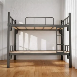 Full Size Modern Bunk Bed Loft Style Integrated Desk Iron Frame Metal Space Saving Warranty