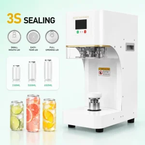 Fully Automatic PET Beverage and Food Can Sealing Machine for Paper and Plastic Packaging Materials, 220V/110V