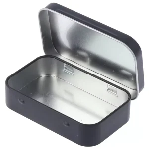Gift Silver Square Rectangle Candy Packaging Hinge Tin Case Hinged Lid Metal Small Box