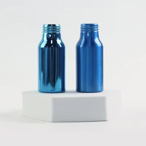 Glossy Blue Aluminum Screw Bottles 30ml 50ml 100ml Empty Serum Perfume Packaging Metal Bottles