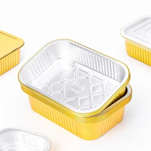 Gold Aluminum Foil Food Packaging Containers Box Canteen Restaurant Meal Lunch Box