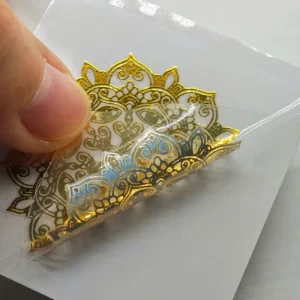 Gold Foil Transfer Flower Decal Custom Die-Cut Metal Logo Sticker Glossy Embossed Transparent Label for Water Bottles UV DTF