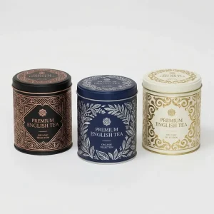 Gradient Color Matte Finish Tea Tinplate Box Round Metal Storage Jar