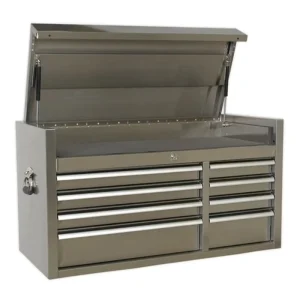 Grey Portable 24-Inch Metal Tool Chest with 8 Drawers and Steel Storage Organizer