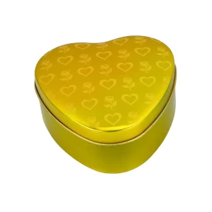 Heart Shape Cookie Tea Chocolate Tin Box for Packaging Metal Tin Can Gold Color Custom Metal Boxes Packaging
