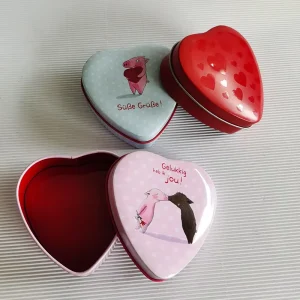 Heart-Shaped Tinplate Box Cartoon Printed Easter Theme Airtight Reusable Storage for Candy Snack Gifts