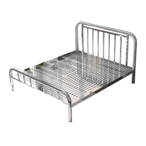 Heavy Duty Commercial Single Double Size Stainless Steel Bed Anti Corrosion Metal Bed for Rental Apartments Studios Dorms Hostel