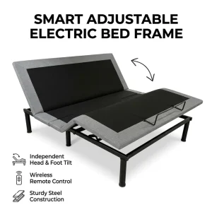 Heavy Duty Electric Adjustable Bed Frame Okin Motor Iron Metal Wireless Remote OEM ODM for King Queen Twin