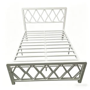 Heavy-Duty Metal Bed Frame Queen King Extendable Headboard Footboard Minimalist Modern Hotel School Use Living Room