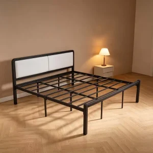 Heavy Duty Metal Bed Frame with Headboard for Small Apartments Single Double Size Thickened Slats Custom Tatami Style