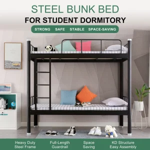 Heavy Duty Metal Bunk Bed for School Dormitory Beds Cold Rolled Steel Factory Direct School Modern Iron Bed Furniture