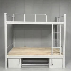 Heavy Duty Metal Steel Bunk Bed Made in China Factory Equipped Under bed Storage Cabinet for Bedroom Student Hotel