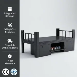 Heavy Duty Single Bed Steel Frame Bed Student & Staff Dormitory Steel Apartment Bed for Bedrooms
