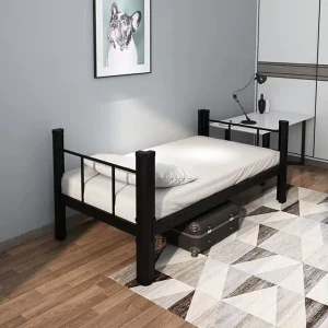Henan Sunjoy Sturdy Black Steel Twin Bed Frame Single Metal Bed with Guardrail No Box Spring Needed