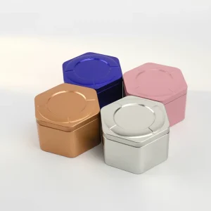 Hexagonal Tinplate Food Grade 117x105x75mm Storage Tin Can Watch Packaging FDA LFGB Compliant Recyclable Custom Color Empty