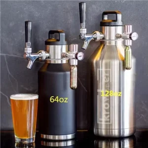 High Quality 2L Mini Stainless Steel Pressurized Growler Keg with Tap Wide Mouth Drink Dispenser Factory Direct Sale
