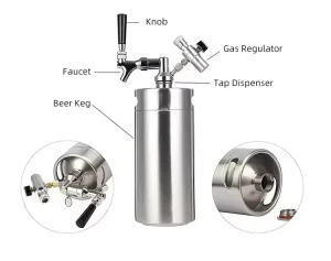 High Quality 2L Silver Stainless Steel Mini Beer Keg Dispenser Hot Product for Outdoor & Home Use New Condition
