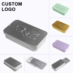 High Quality Custom Metal Mint Packaging Box Small Rectangle Sliding Tin Box