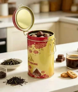High Quality Food Grade Metal Container Round Lockable Tin Can Chocolate Cookies Candy Daily Storage Tin Packaging Box