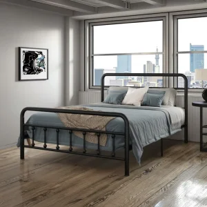 High Quality Luxury Full Size Metal Bed Frame Smart Iron Bed Bedroom Furniture for Modern Home and Hotel Bedding Set Included