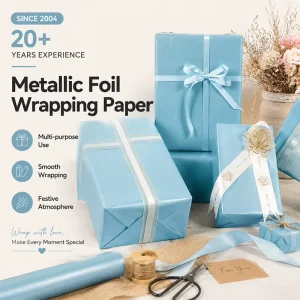 High Quality Metallic Gift Wrap Paper Roll Shiny Foil Wrapping Paper for Christmas and Holiday Decor