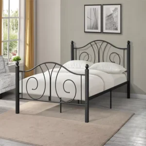 High Quality Modern Full Size Metal Platform Bed Frame Simple Black Bedroom Furniture