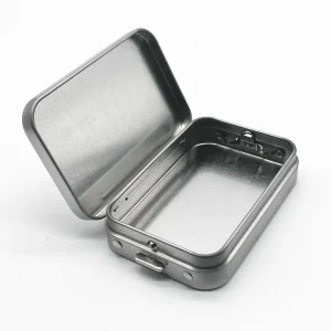 High Quality Silver Child Resistant Child Proof Airtight Metal Tin Box Custom Printed Recyclable CR Feature Metal Tin Box Case