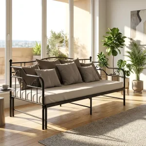 High Quality Simple Functional Sofa Bed for Living Room Bedroom Metal Single Bed Steel Daybed Wrought Iron Eco Friendly