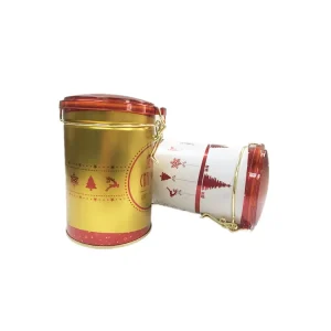High QualityTin Can for Tea Custom Made Airtight Tin Cans Round Food Container with Plastic Red Lid