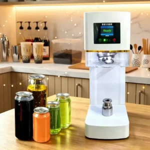 High-Speed Automatic Commercial Can and Plastic Bottle Sealing Machine for Coffee, Beverages, and Soda Water