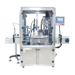 High Speed Automatic Double Heads PLC Controlled Ceramic Pump Filling Capping Machine for Cosmetic Oil Glass Beverage Shampoo