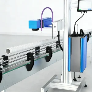 High Speed Flying CO2 Laser Marker for PVC Conduit Cable Wire Production DXF BMP Date Code Serial Number Printing Machine